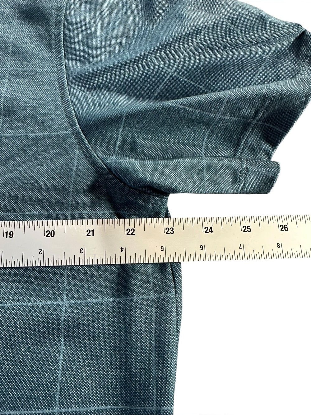 Van Heusen Men’s Teal Windowpane Polo Shirt XL - Picture 7 of 9